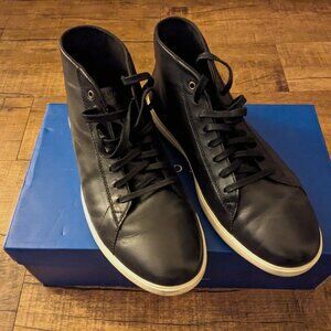 Cole Haan Grand OS Crosscourt High Top Black Leather Sneakers Sz 8.5
